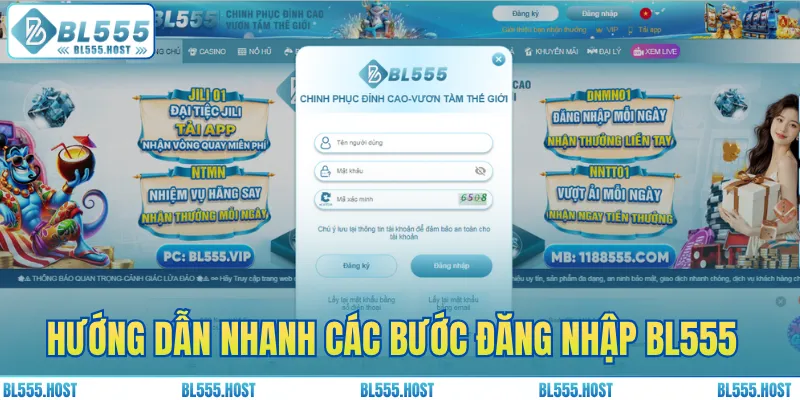 Hướng dẫn nhanh các bước đăng nhập BL555