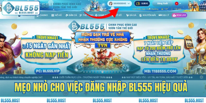 Mẹo nhỏ cho việc đăng nhập BL555 hiệu quả